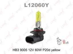 Лампа галогенная LYNXauto L12060Y HB3/9005 (P20d) yellow 12В 60Вт 1 шт