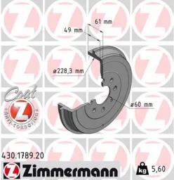 Барабан тормозной Zimmermann 430.1789.20