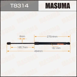 Упор газовый багажника L=494 mm Masuma T8314
