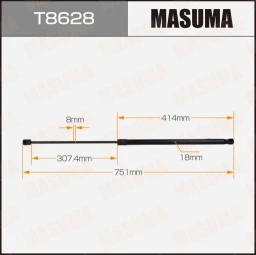 Упор газовый капота L=751 mm Masuma T8628