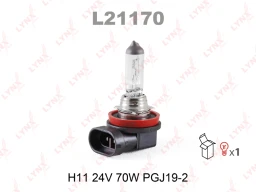 Лампа галогенная LYNXauto L21170 H11 (PGJ19-2) 24В 70Вт 1 шт