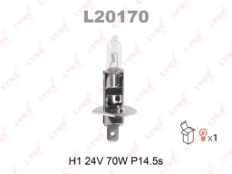 Лампа галогенная LYNXauto L20170 H1 (P14.5S) 24В 70Вт 1 шт