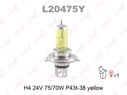 Лампа галогенная LYNXauto L20475Y H4 (P43t-38) yellow 24В 70/75Вт 1 шт