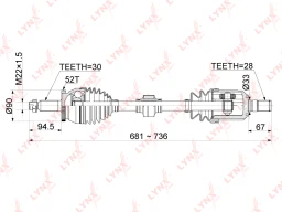 Привод в сборе передний LYNXauto CD-1060A