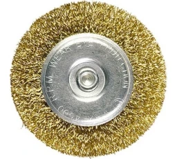 Щетка для дрели "MATRIX" 100 мм (плоская со шпилькой, латунь витая проволока)