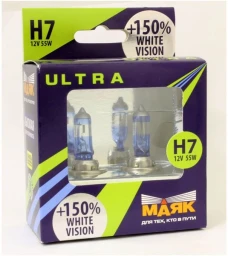 Лампа галогенная Маяк Ultra White Vision H7 12V 55W, 2 шт.