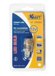Лампа светодиодная Kraft KT 700082 T20 12V 1,5W W21/5W, White 9 LEDs, блистер, 1